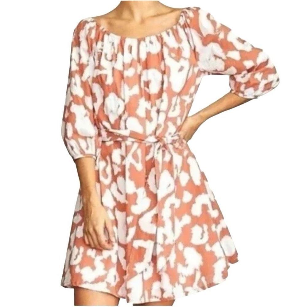 Elizabeth And James Animal Print Off Shoulder Mini Dress Size Large